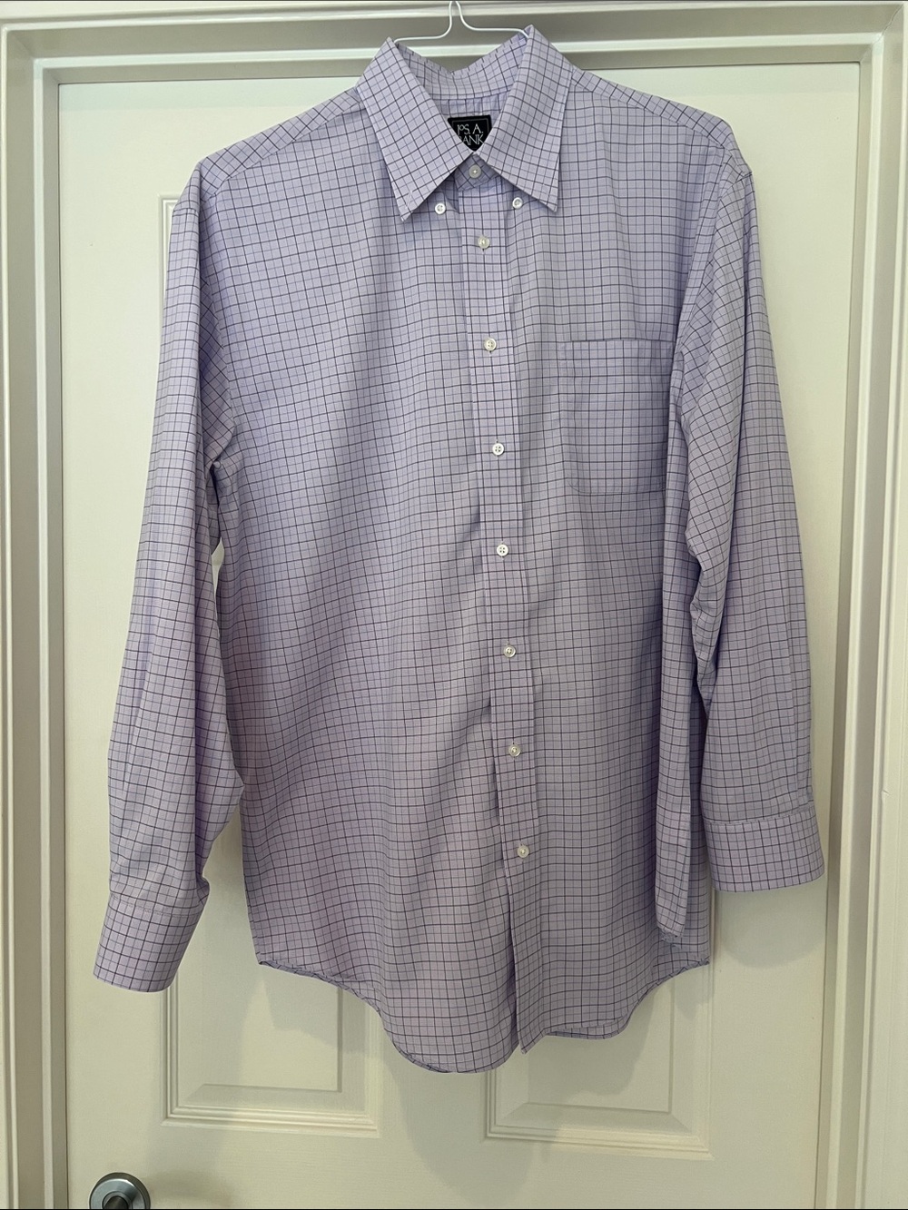 JOS A. Bank Men’s Lavender Grid Button-Down Dress Shirt